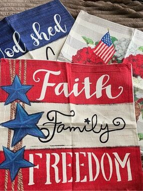 Four Patriotic Accent Pillow Covers - Red white blue designs